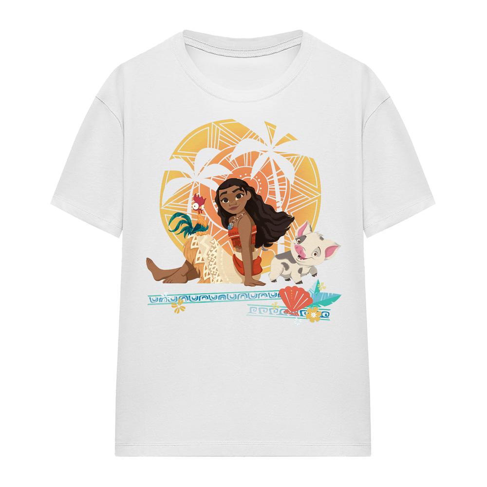 White - Front - Moana Womens-Ladies Sitting Sunset T-Shirt