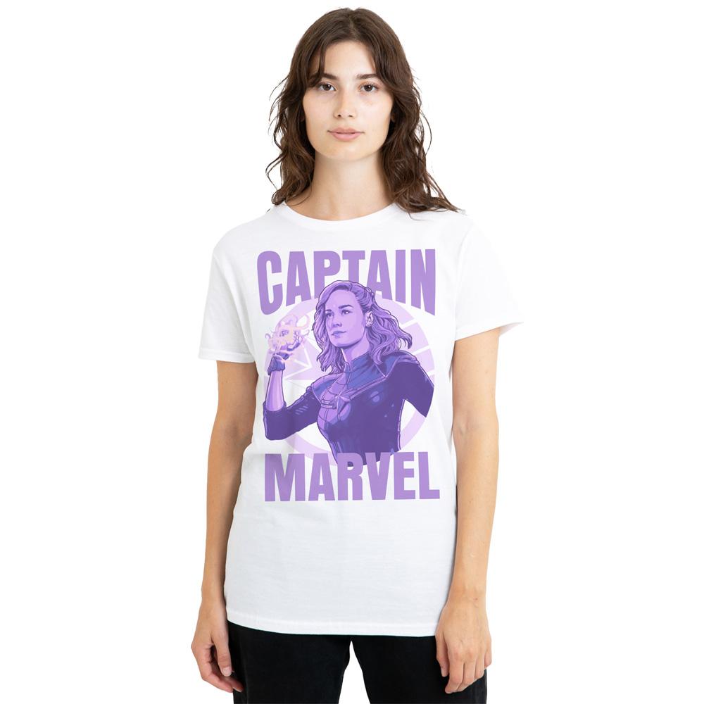White - Lifestyle - Captain Marvel Womens-Ladies T-Shirt