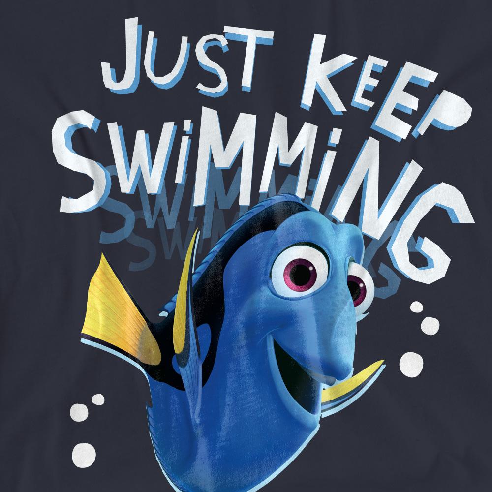 Deep Navy - Side - Finding Nemo Womens-Ladies Just Keep Swimming T-Shirt