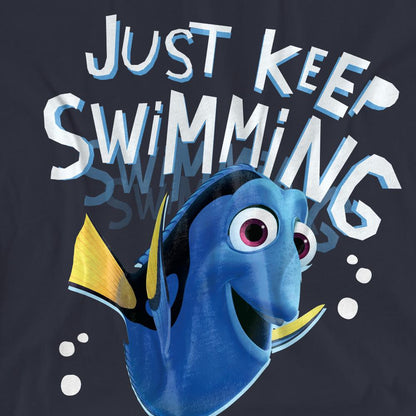 Deep Navy - Side - Finding Nemo Womens-Ladies Just Keep Swimming T-Shirt