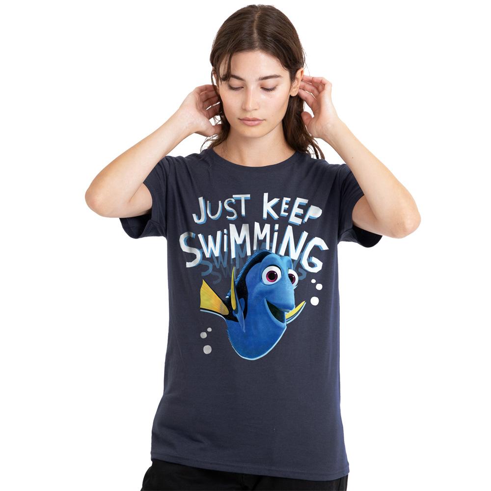 Deep Navy - Lifestyle - Finding Nemo Womens-Ladies Just Keep Swimming T-Shirt