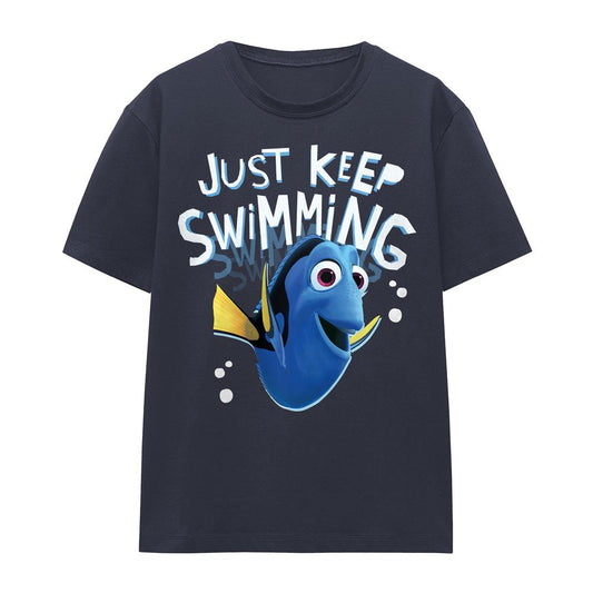 Deep Navy - Front - Finding Nemo Womens-Ladies Just Keep Swimming T-Shirt