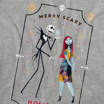 Athletic Heather - Pack Shot - The Nightmare Before Christmas Womens-Ladies Scary Holidays Jack and Sally Heather T-Shirt