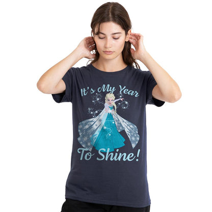 Deep Navy - Back - Frozen Womens-Ladies Its My Year To Shine New Year T-Shirt