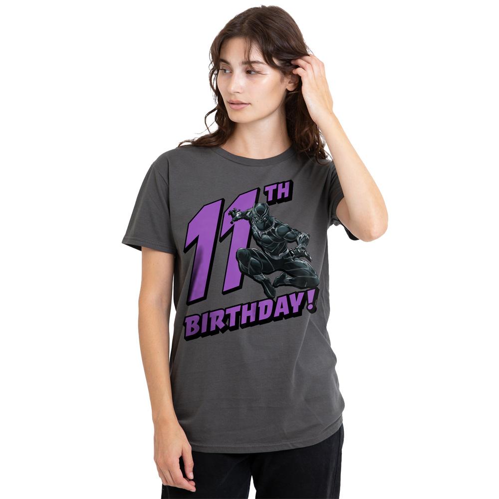 Charcoal - Back - Black Panther: Wakanda Forever Womens-Ladies 11th Birthday T-Shirt