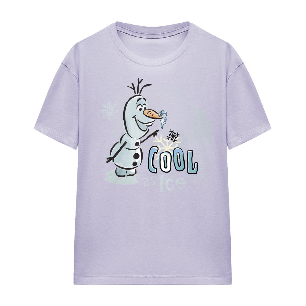 Lavender - Front - Frozen Womens-Ladies Cool As Ice Olaf & Bruni T-Shirt
