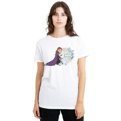 White - Back - Frozen Womens-Ladies Like Warm Hugs Anna And Olaf T-Shirt