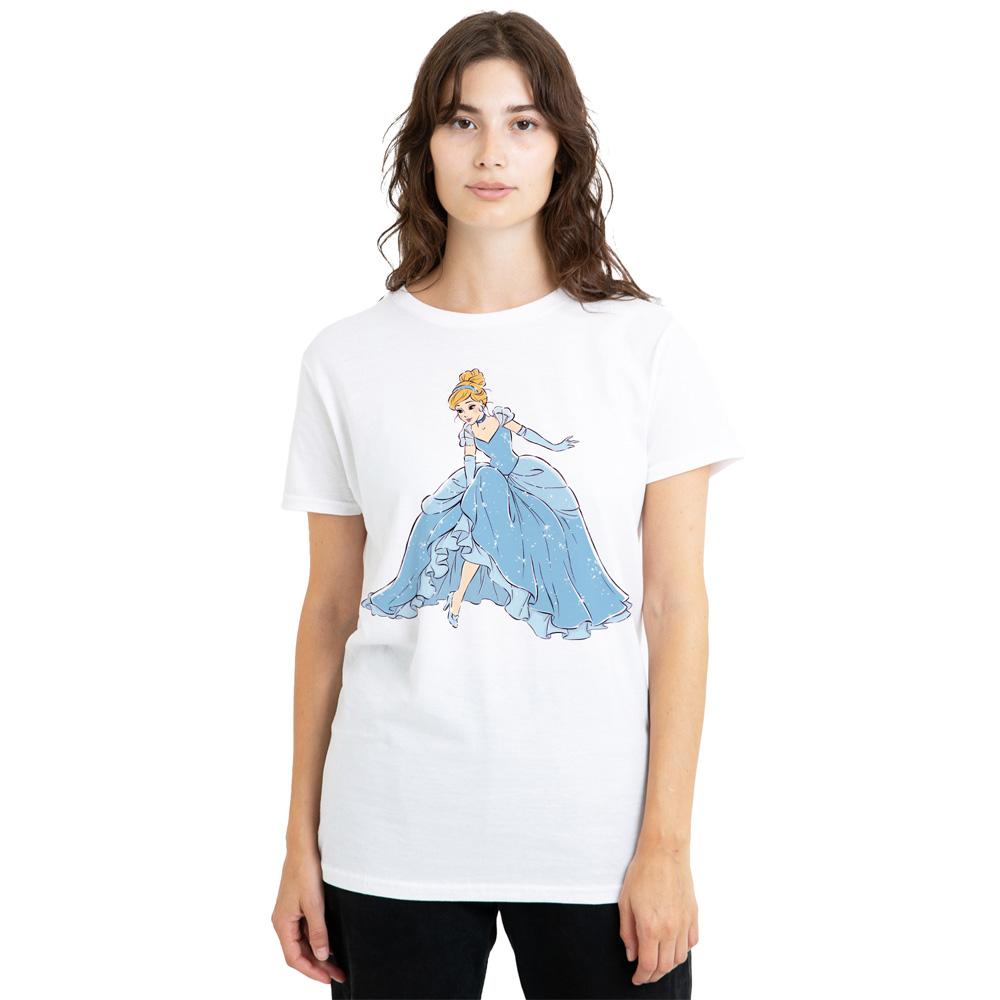 White - Front - Cinderella Womens-Ladies Sparkling T-Shirt