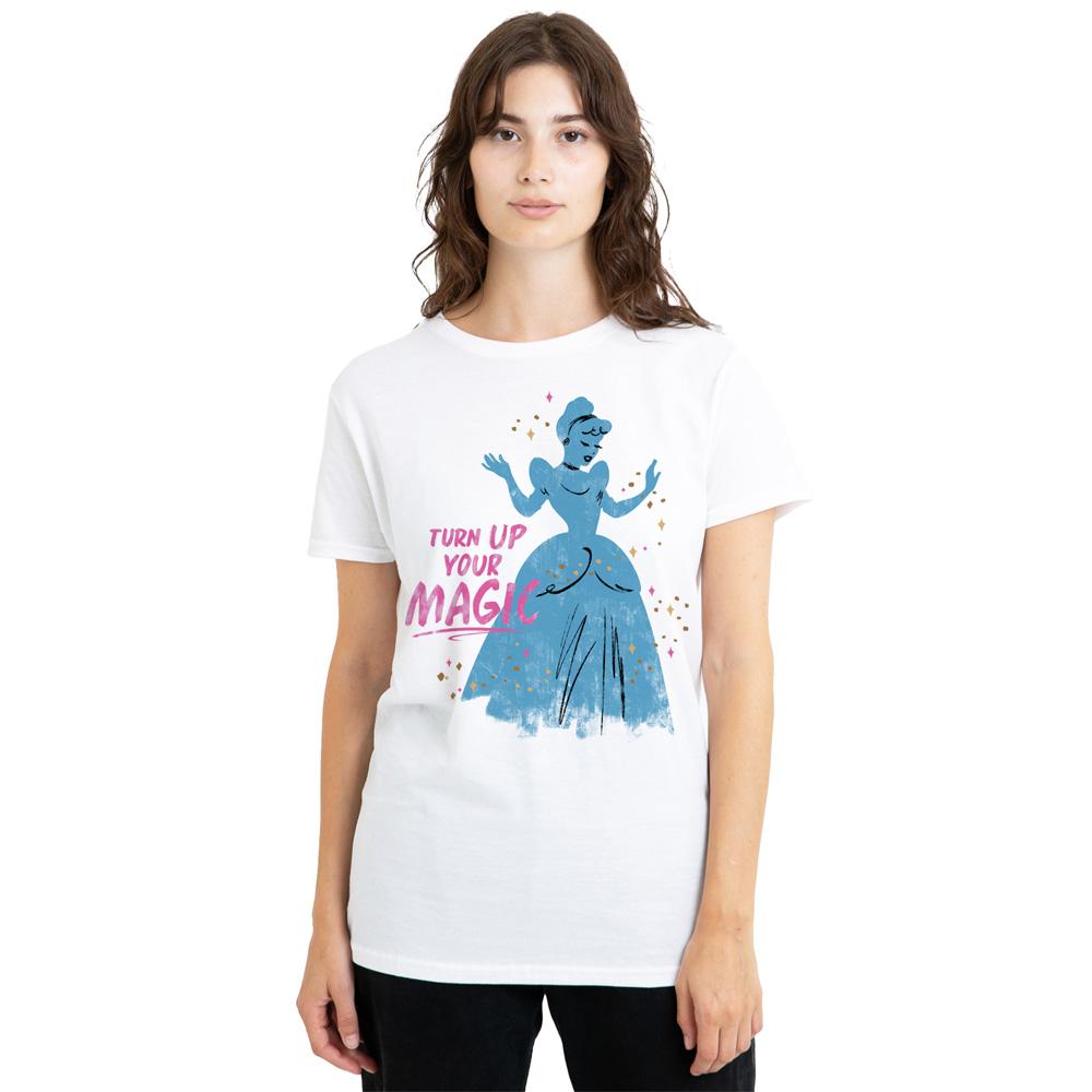 White - Front - Cinderella Womens-Ladies Turn Up Your Magic T-Shirt