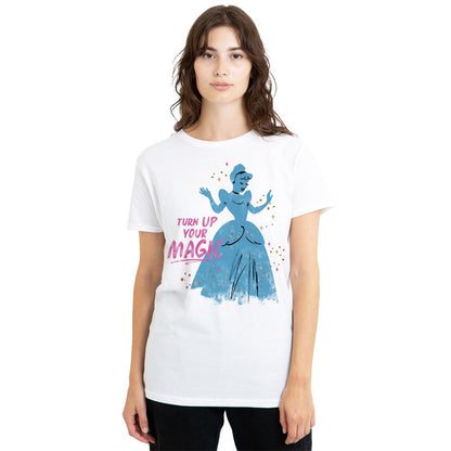 White - Front - Cinderella Womens-Ladies Turn Up Your Magic T-Shirt