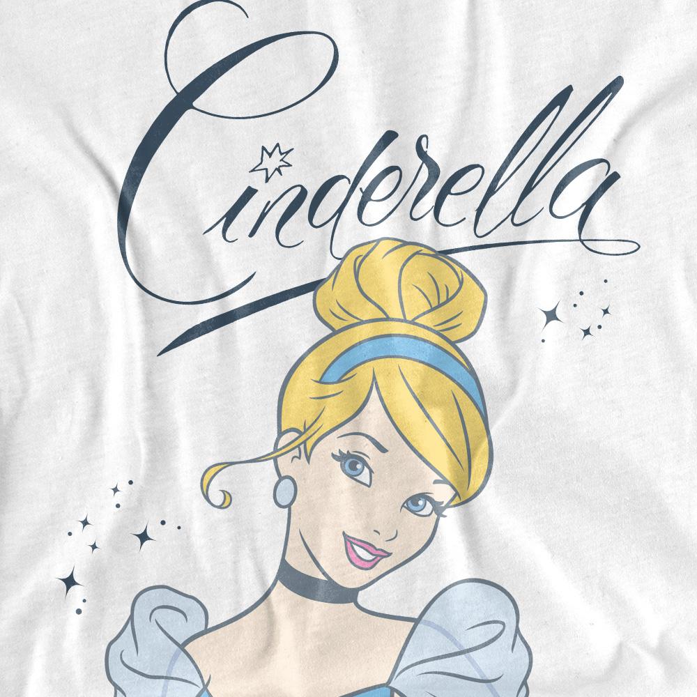 White - Pack Shot - Cinderella Womens-Ladies Headshot With Fancy Script T-Shirt