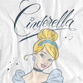 White - Pack Shot - Cinderella Womens-Ladies Headshot With Fancy Script T-Shirt
