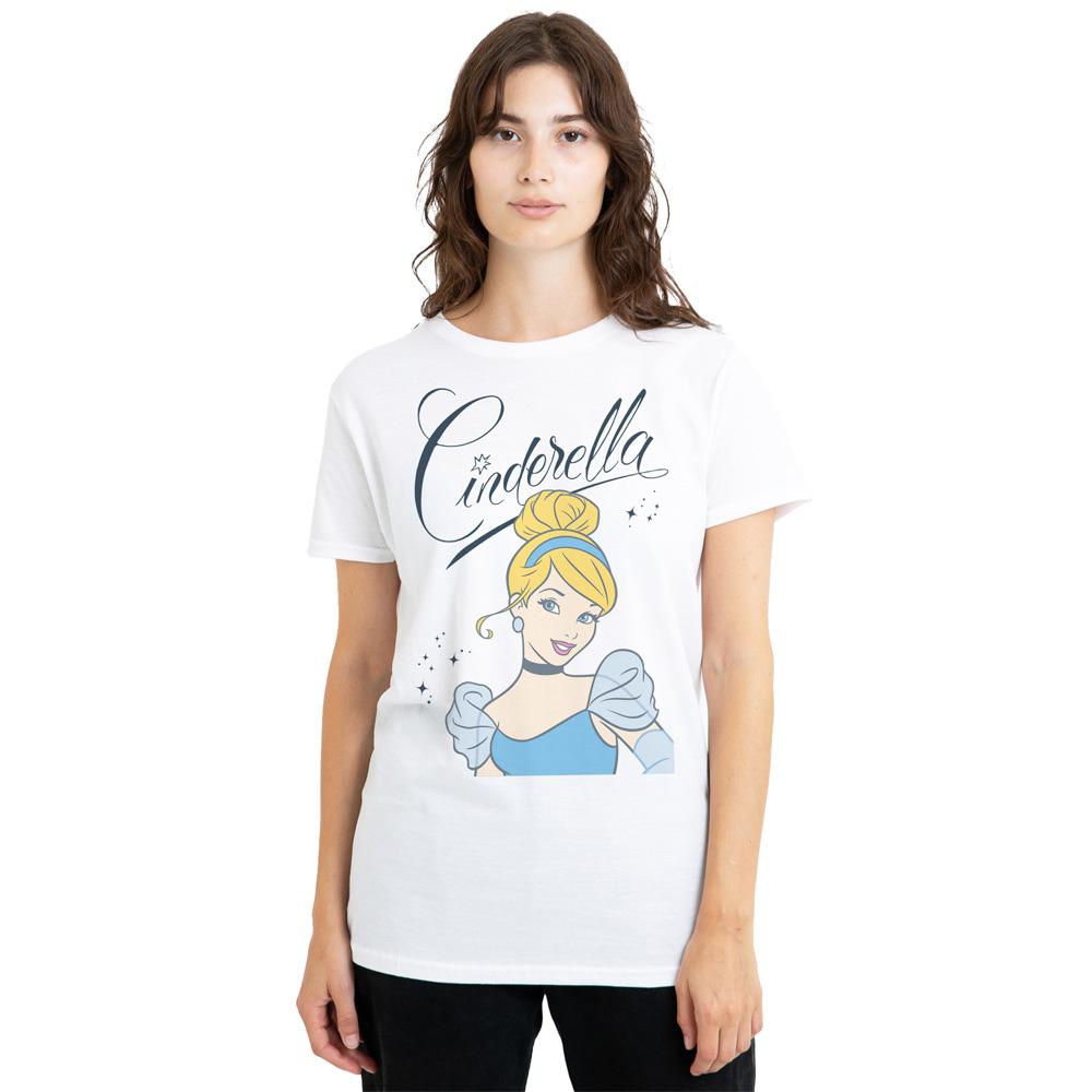 White - Front - Cinderella Womens-Ladies Headshot With Fancy Script T-Shirt