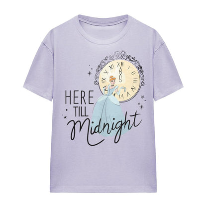Lavender - Side - Cinderella Womens-Ladies Here Till Midnight New Years Eve T-Shirt