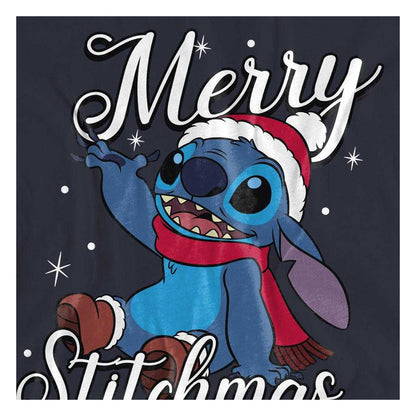 Deep Navy - Side - Lilo & Stitch Womens-Ladies Merry Stitchmas Santa Hat T-Shirt