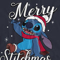 Deep Navy - Pack Shot - Lilo & Stitch Womens-Ladies Merry Stitchmas Santa Hat T-Shirt
