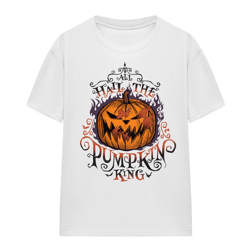 White - Side - The Nightmare Before Christmas Womens-Ladies Hail The Pumpkin King T-Shirt