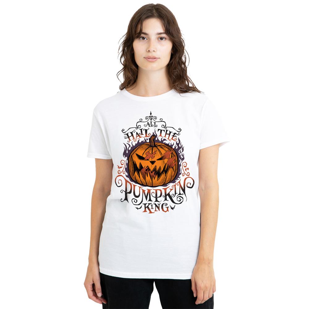 White - Front - The Nightmare Before Christmas Womens-Ladies Hail The Pumpkin King T-Shirt