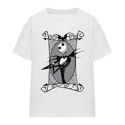 White - Side - The Nightmare Before Christmas Womens-Ladies Jack Skellington Frame T-Shirt