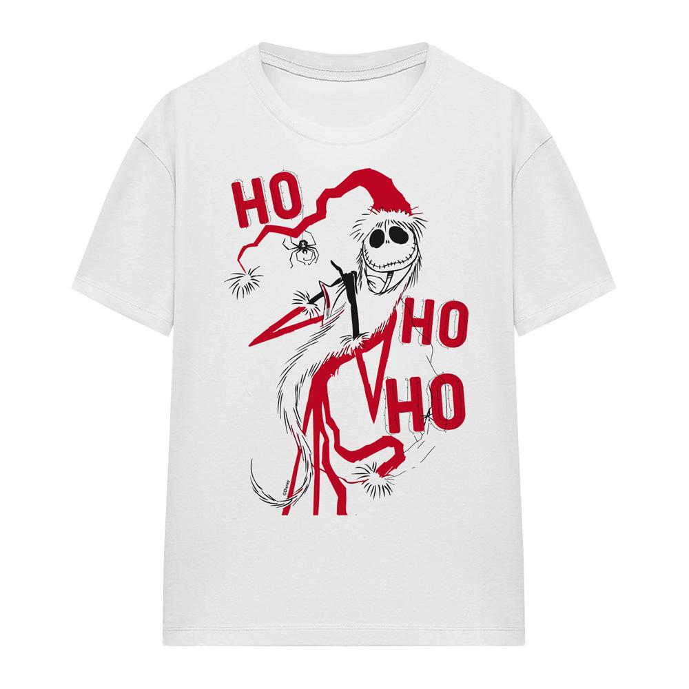 White - Side - The Nightmare Before Christmas Womens-Ladies Jack Santa T-Shirt