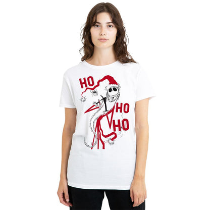White - Front - The Nightmare Before Christmas Womens-Ladies Jack Santa T-Shirt