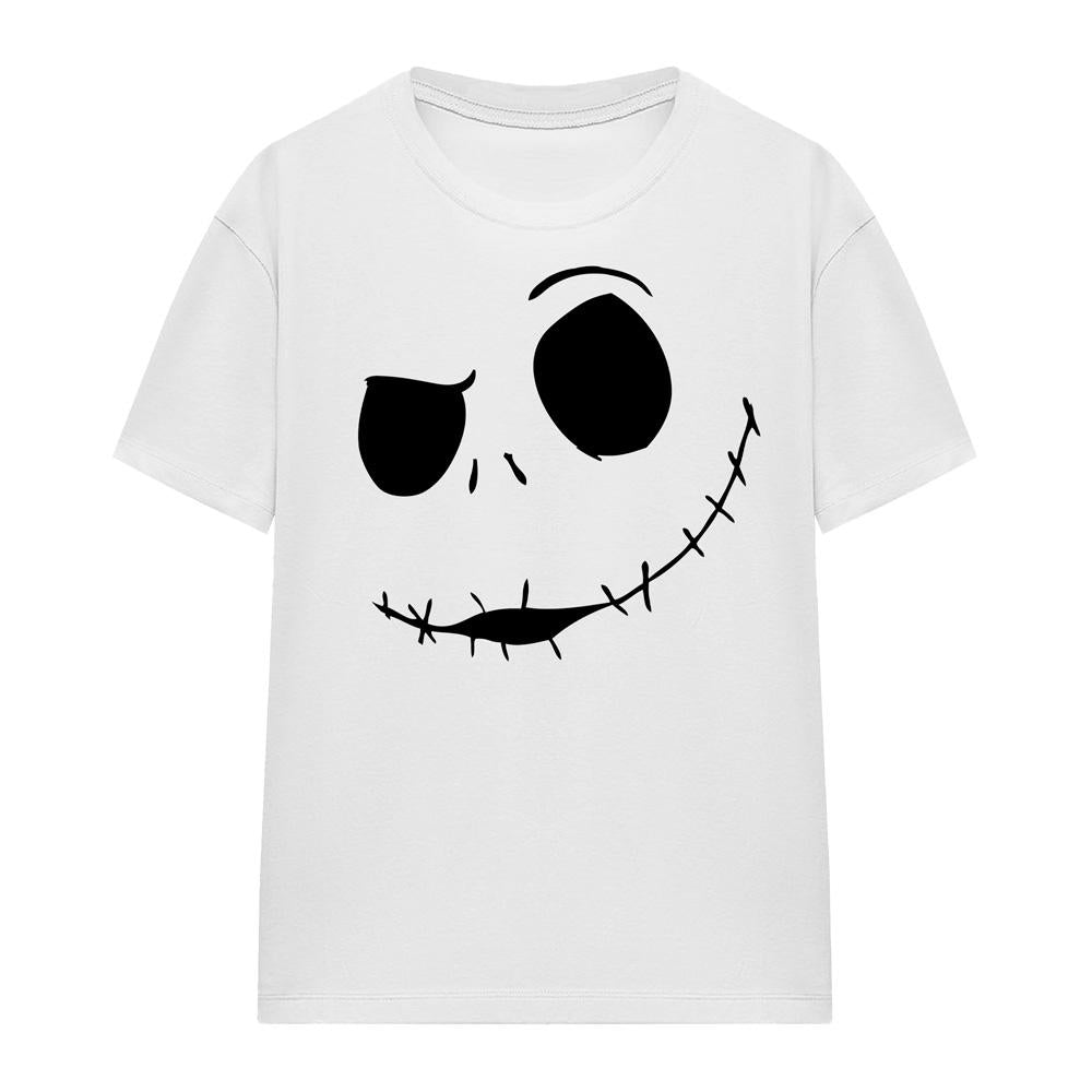 White - Side - The Nightmare Before Christmas Womens-Ladies Jack Face T-Shirt