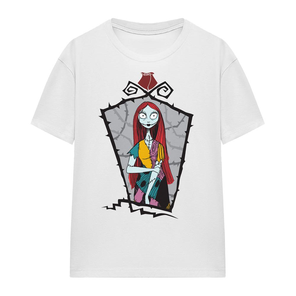 White - Side - The Nightmare Before Christmas Womens-Ladies Sally Frame T-Shirt