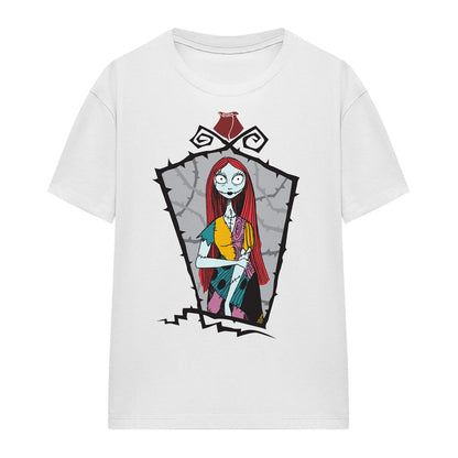 White - Side - The Nightmare Before Christmas Womens-Ladies Sally Frame T-Shirt
