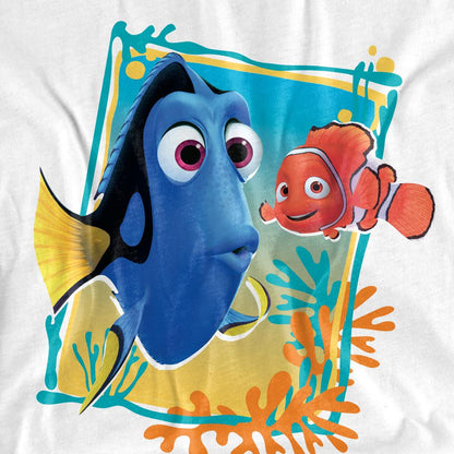 White - Pack Shot - Finding Nemo Womens-Ladies Dory Nemo T-Shirt