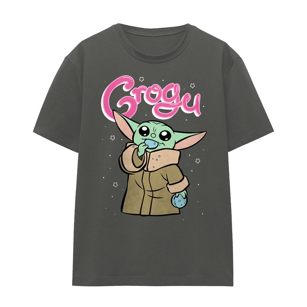 Charcoal - Front - Star Wars The Mandalorian Womens-Ladies Grogu Bubble T-Shirt