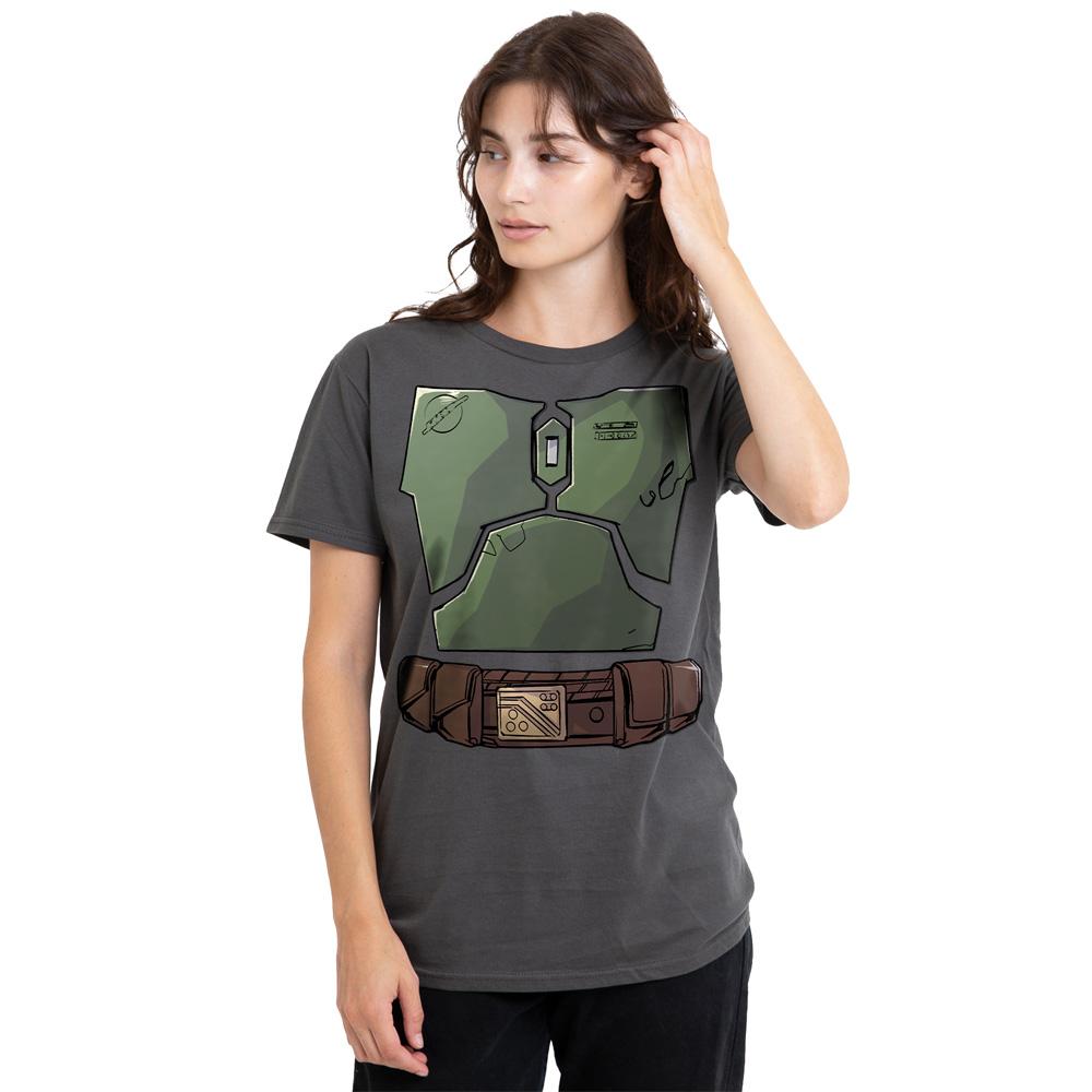 Charcoal - Back - Star Wars Womens-Ladies Boba Fett Costume T-Shirt