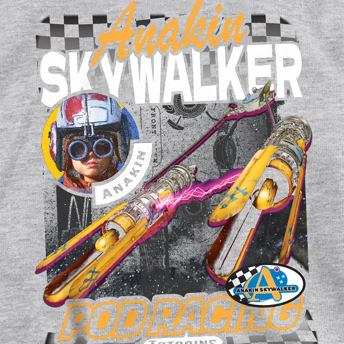 Athletic Heather - Side - Star Wars Childrens-Kids Tatooine Pod Racing Anakin Skywalker Hoodie