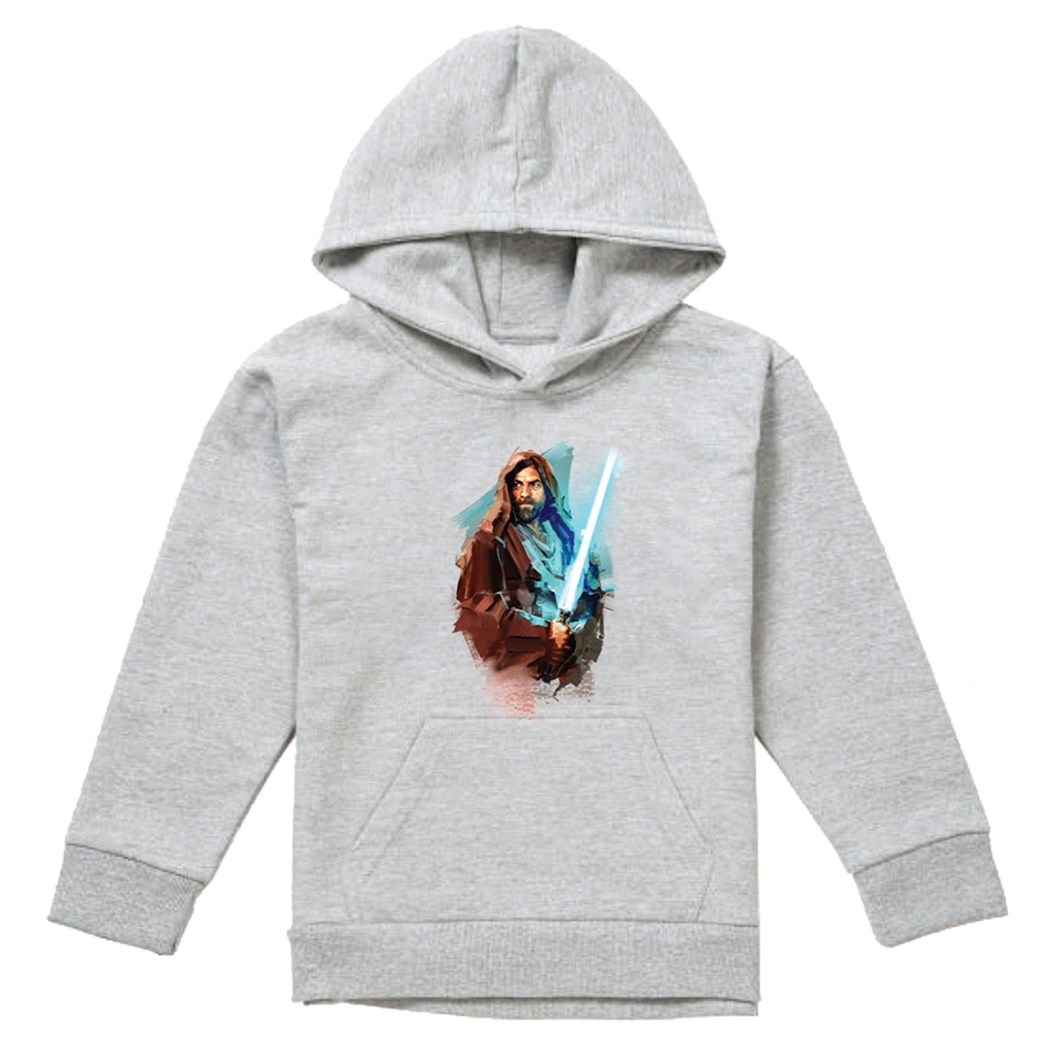 Athletic Heather - Front - Star Wars: Obi-Wan Kenobi Childrens-Kids Painted Pull Over Hoodie