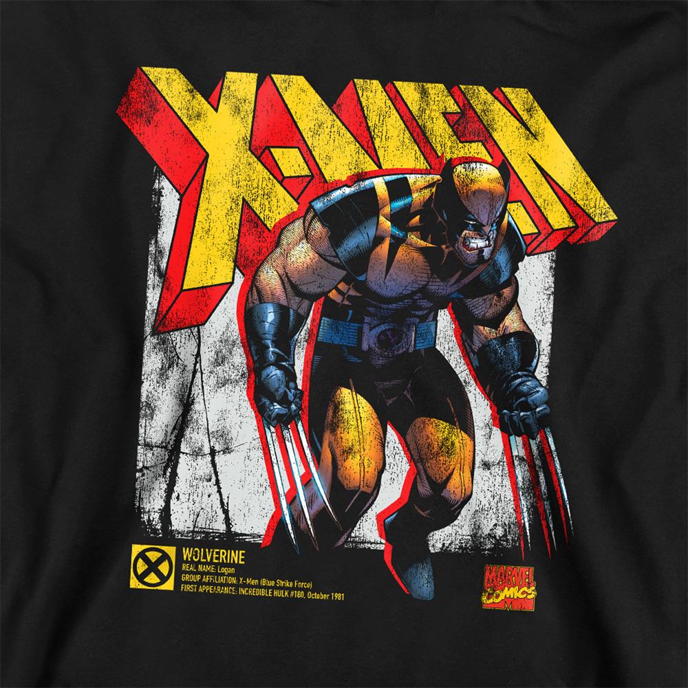 Black - Back - X-Men Childrens-Kids Info Wolverine Pull Over Hoodie