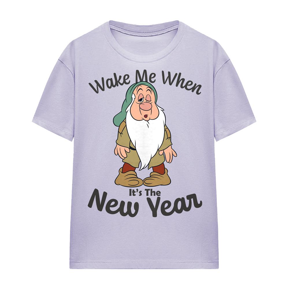 Lavender - Side - Snow White Womens-Ladies Wake Me When It´s The New Year T-Shirt