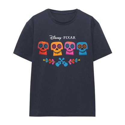 Deep Navy - Side - Coco Womens-Ladies Flower Skull T-Shirt