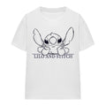 White - Side - Lilo & Stitch Womens-Ladies Relaxed Sketch T-Shirt