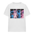 White - Side - Lilo & Stitch Womens-Ladies Stitch & Angel Character Boxes T-Shirt