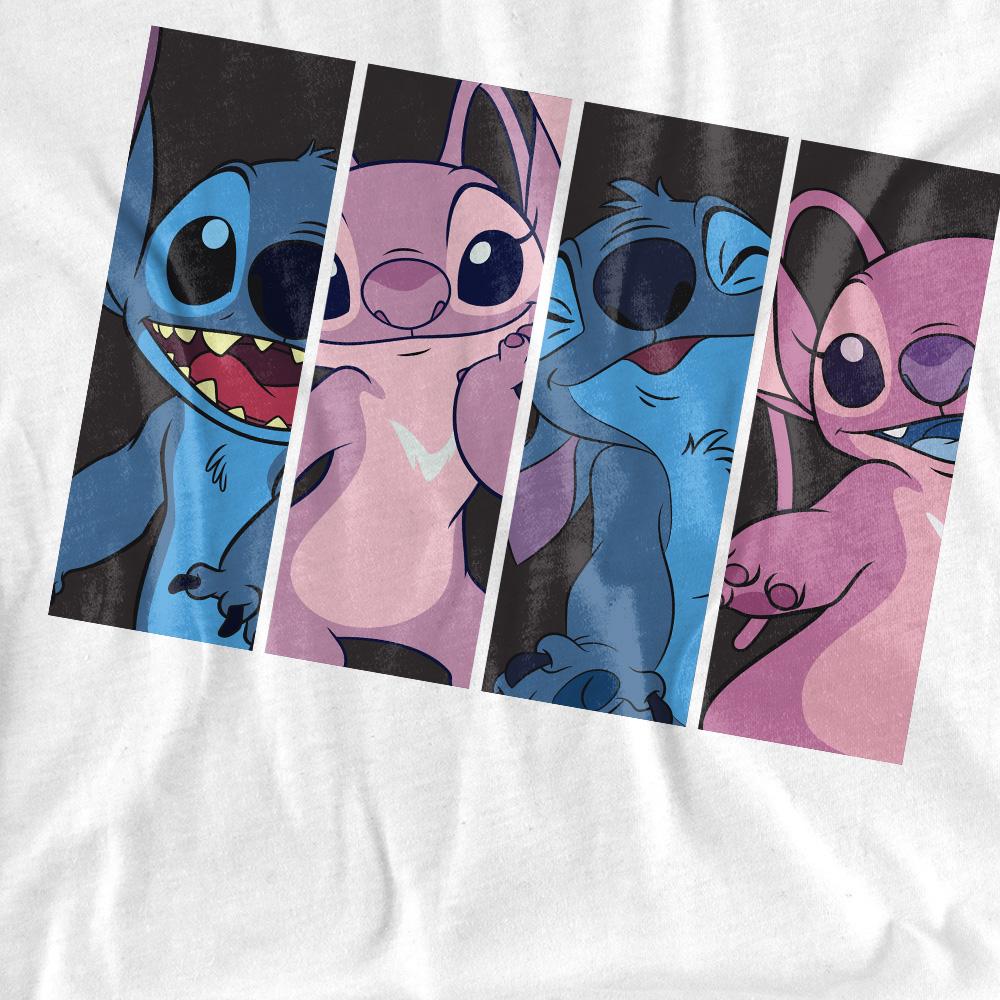 White - Pack Shot - Lilo & Stitch Womens-Ladies Stitch & Angel Character Boxes T-Shirt