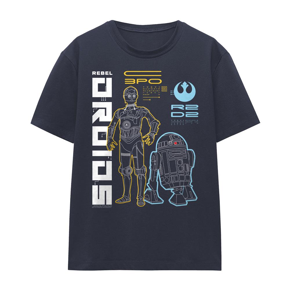 Deep Navy - Front - Star Wars Rebels Womens-Ladies Droids T-Shirt