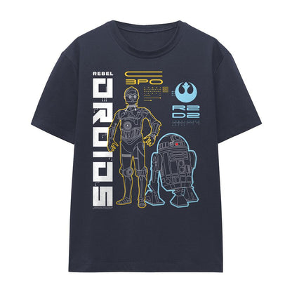 Deep Navy - Front - Star Wars Rebels Womens-Ladies Droids T-Shirt