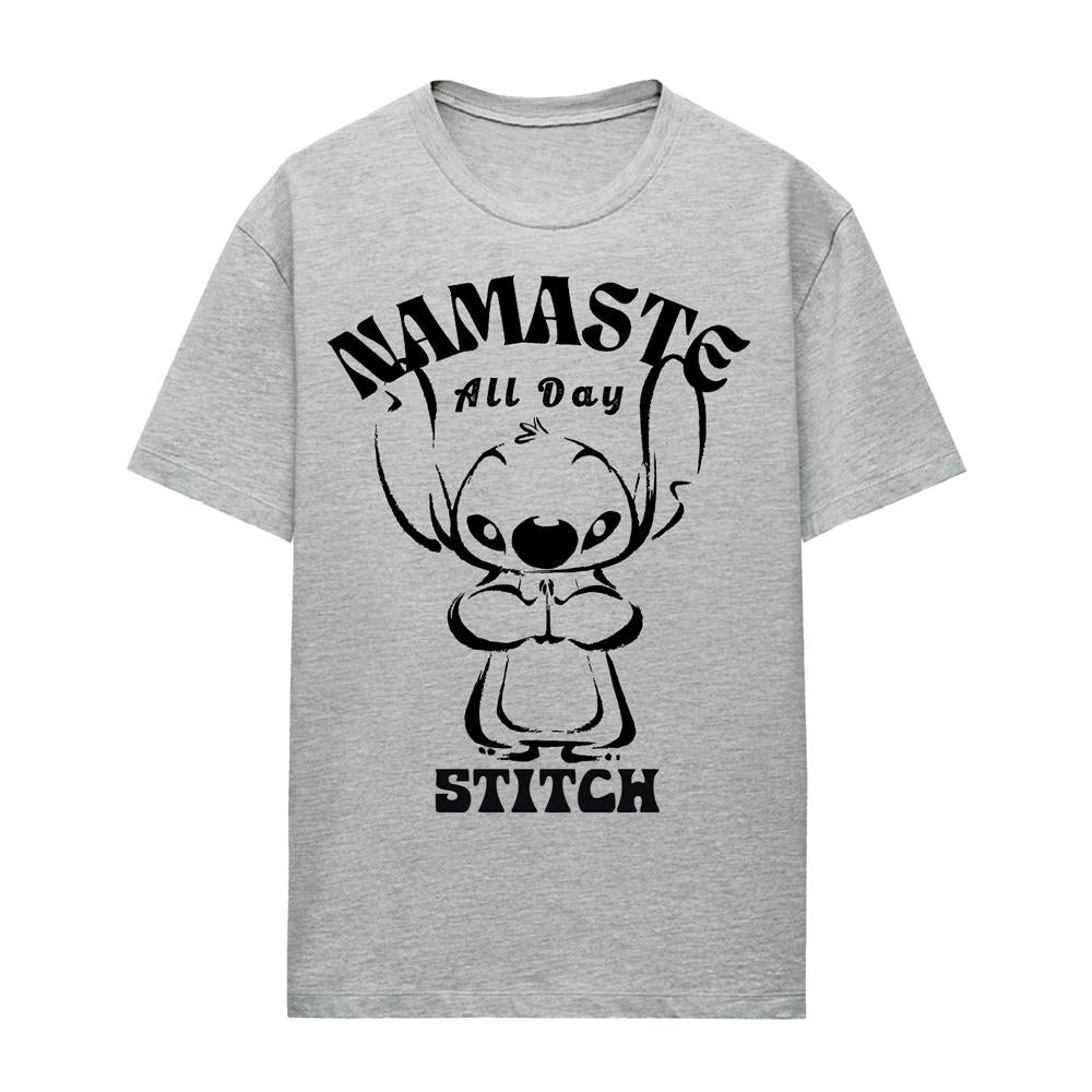 Athletic Heather - Front - Lilo & Stitch Womens-Ladies Namaste All Day T-Shirt