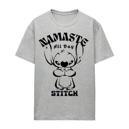 Athletic Heather - Front - Lilo & Stitch Womens-Ladies Namaste All Day T-Shirt