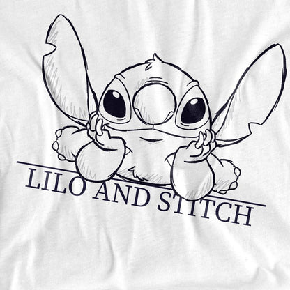 White - Pack Shot - Lilo & Stitch Womens-Ladies Relaxed Sketch T-Shirt