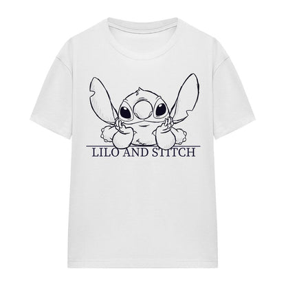 White - Front - Lilo & Stitch Womens-Ladies Relaxed Sketch T-Shirt