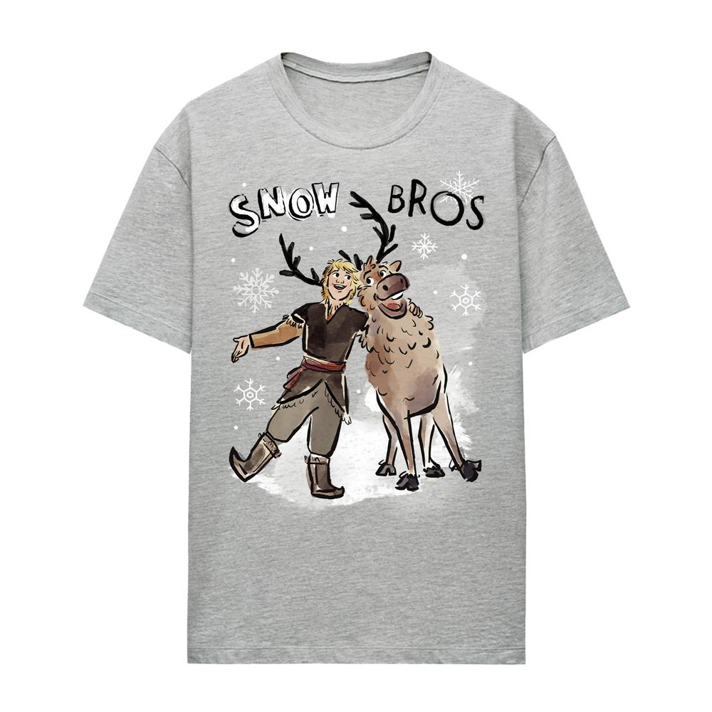 Athletic Heather - Front - Frozen Womens-Ladies Snow Bros Sven & Kristoff Heather T-Shirt