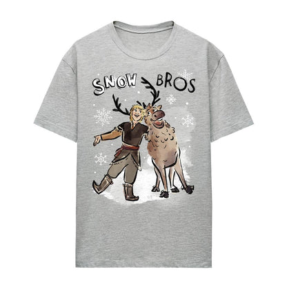Athletic Heather - Front - Frozen Womens-Ladies Snow Bros Sven & Kristoff Heather T-Shirt
