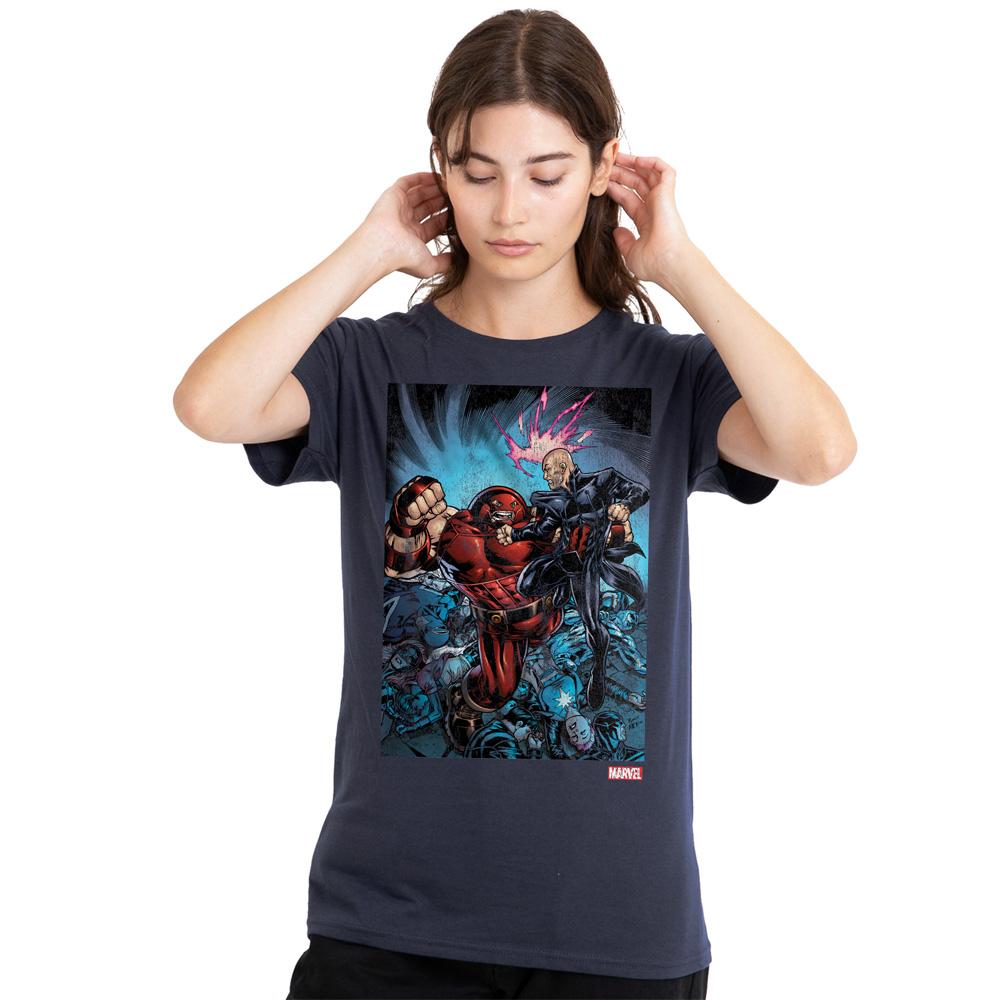 Deep Navy - Back - X-Men Womens-Ladies Destroy Juggernaught T-Shirt