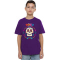 Purple - Back - Coco Girls Flower Skull T-Shirt