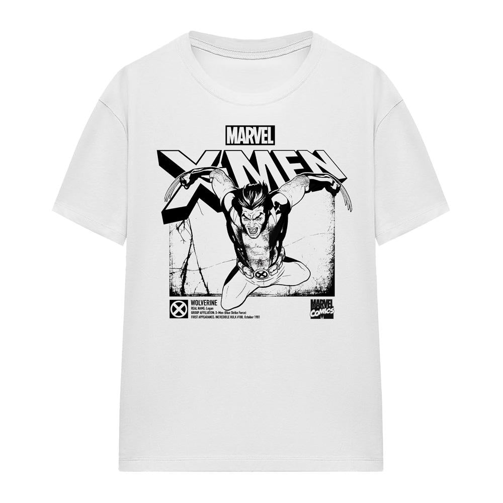 White - Side - X-Men Womens-Ladies Wolverine Jump T-Shirt